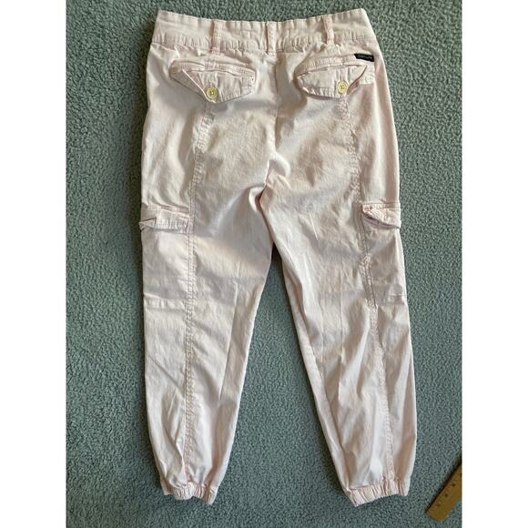 Sanctuary Cargo Pants 27 Small Ankle Taper Chino Stretch Pocket Zip Light Pink - Picture 6 of 15